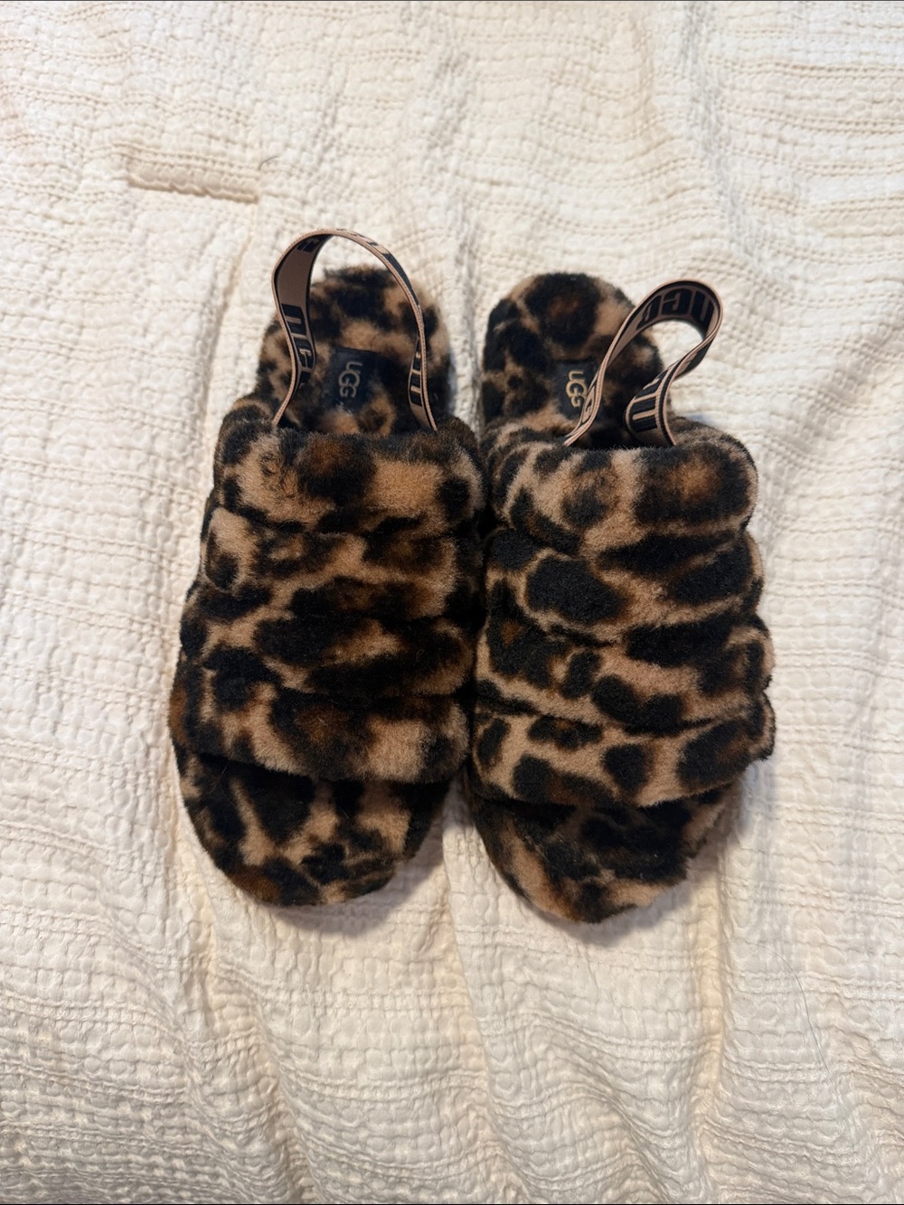 UGG Women's Leopard Faux-Fur Slingback Slide Slippers - Black & Brown